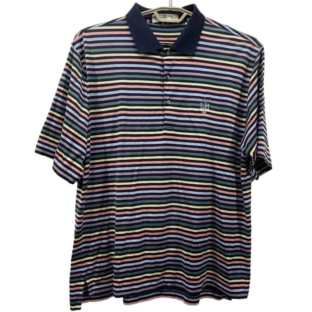 Fairway & Greene Golf Polo Shirt Lake Hickory CC Multicolor Striped Mens XL